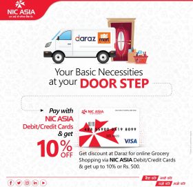 एन आई सी एशिया बैंकका ग्राहकहरूले दराज अनलाईनमा १०% छुट