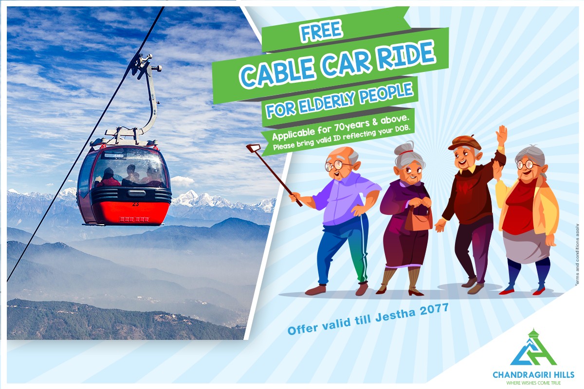 ७० बर्ष माथिका लागि चन्द्रागिरि केवलकार सेवा निशुल्क