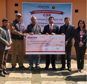 नेपाल इन्फ्रास्ट्रक्चर बैंकद्वारा बाल मन्दिरलाई सहयोग