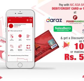 एन आई सी एशिया बैंकका ग्राहकहरूलाई विभिन्न अनलाइनहरू मार्फत सामान खरिद गर्दा १०% छुट