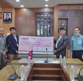 नेपाल इन्फ्रास्ट्रक्चर बैंकद्धारा कोरोना कोषमा २५ लाख