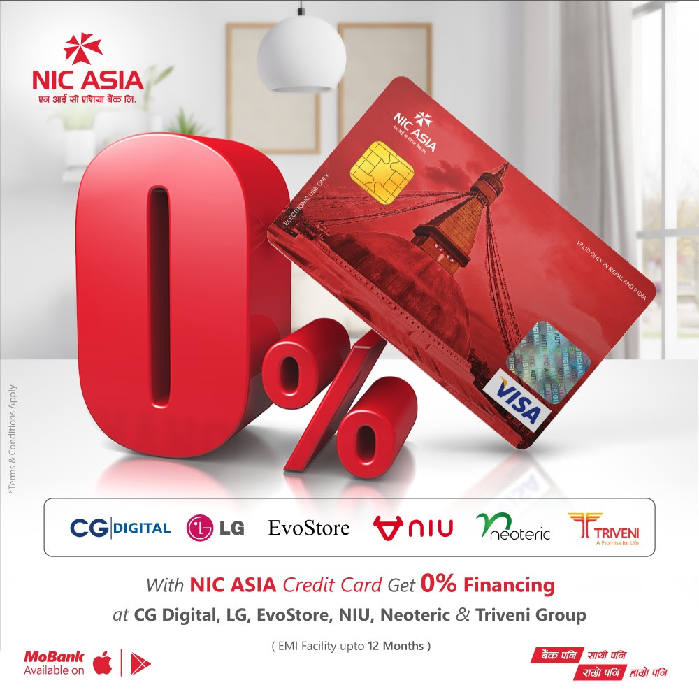एन आई सी एशियाका क्रेडिट कार्ड बाहकले शून्य ब्याजदरमै किस्ताबन्दीमा सामान पाइने