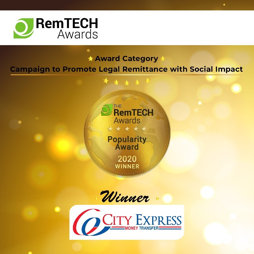 सिटी एक्सप्रेस मनी ट्रान्सफरद्वारा अन्तर्राष्ट्रिय अवार्ड जित्न सफल