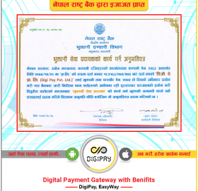 डिजीपेलाई भुक्तानी सेवा प्रदायकको अनुमति