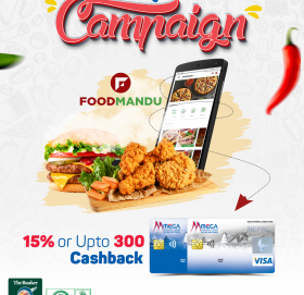 मेगा बैंकका ग्राहकहरुलाई फुडमाण्डूमा १५ प्रतिशत छुट, ३ सयसम्म ‘क्यासब्याक’