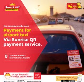 गौतम बुद्ध अन्तर्राष्ट्रिय विमानस्थलका ट्याक्सीमा सनराइजको क्यूआर कोड सेवा