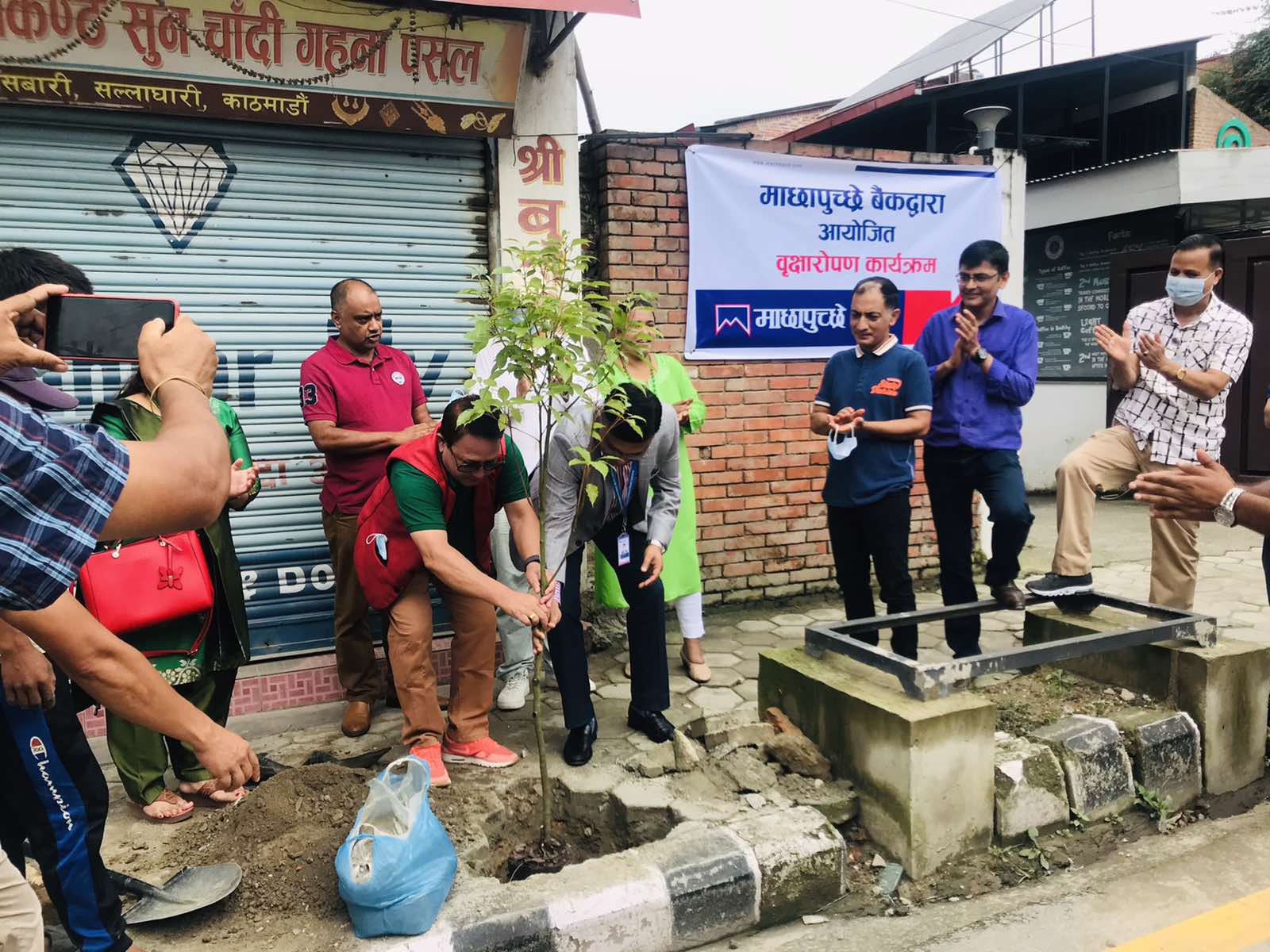 माछापुच्छ्रे बैंकद्वारा एक सय बिरुवा वृक्षारोपण