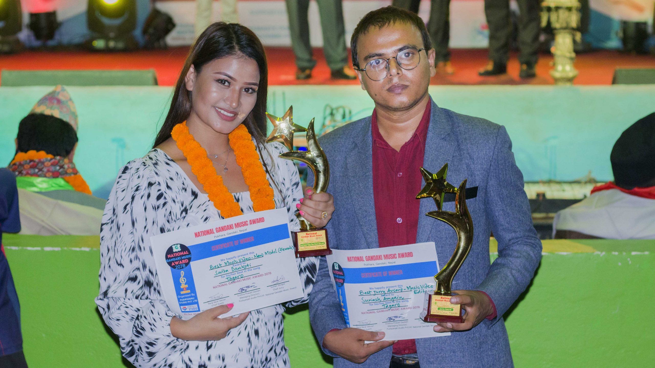 राष्ट्रिय गण्डकी म्यूजिक अवार्ड सम्पन्न, दुई बिधामा ‘तगारो’ सरिता र सुबासले पाए अवार्ड