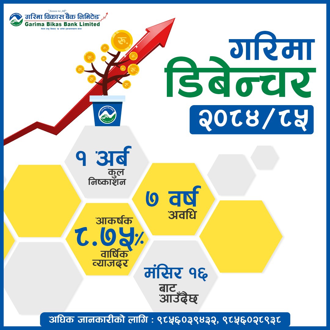 गरिमा विकास बैंकद्वारा गरिमा डिवेन्चर २०८५ निष्काशन
