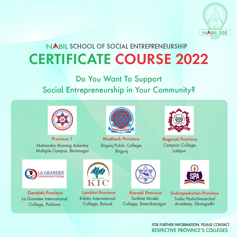 नबिल एसईई अन्तर्गत सामाजिक उद्यम प्रबर्द्धनका लागि सातै प्रदेशमा आवेदन खुल्यो