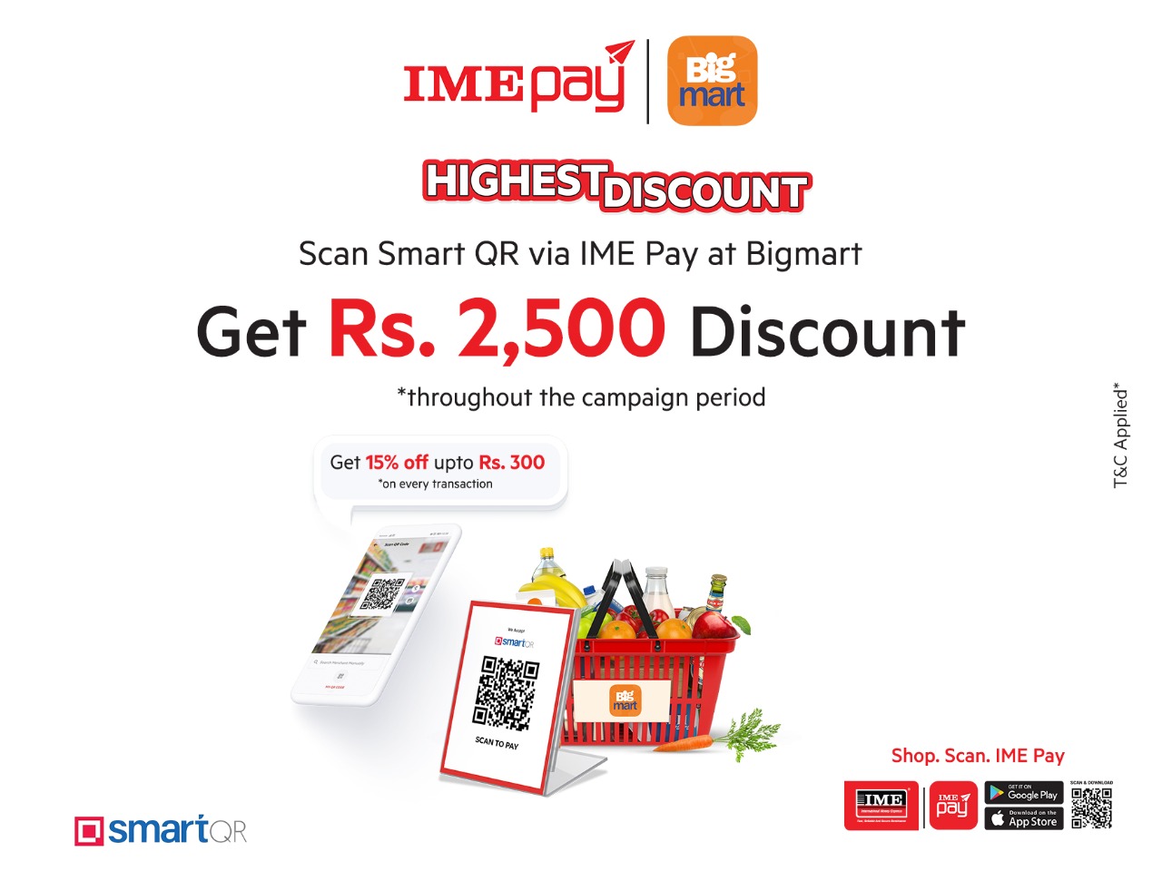 आइएमई पे र स्मार्ट क्यू आरवीच साझेदारी, बीगमार्टमा क्यूआर मार्फत स्क्यान गर्दा २५ सयसम्मको छुट