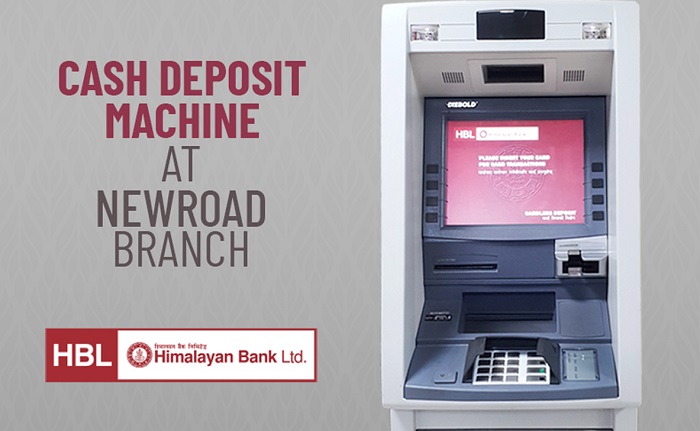 हिमालयन बैंकको न्यूरोड शाखामा मेसिनले पैसा जम्मा गर्ने