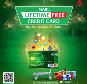 नबिलले बैंकले ल्यायो लाइफ टाइम फ्री क्रेडिट कार्ड, वार्षिक तथा नवीकरण शुल्क नलाग्ने