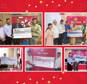 एनआईसी एशिया बैंकद्वारा ५ ग्राहकलाई दुर्घटना बीमाबापत रु. ५० लाख हस्तान्तरण