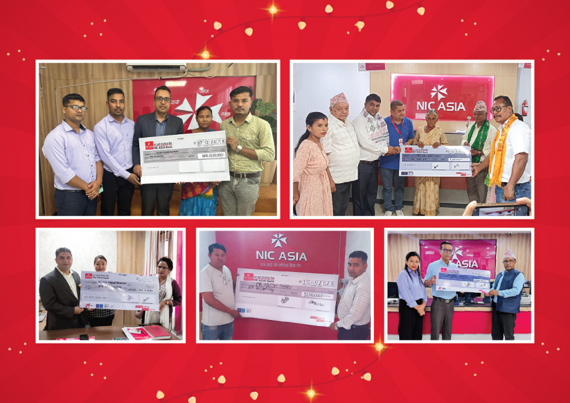 एनआईसी एशिया बैंकद्वारा ५ ग्राहकलाई दुर्घटना बीमाबापत रु. ५० लाख हस्तान्तरण