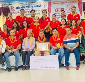 महालक्ष्मी विकास बैंकद्वारा प्रा.डा. गोविन्दराज भट्टराई सम्मानित