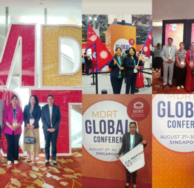 नेपाल लाइफका अभिकर्ताले सिंगापुरमा आयोजित एमडीआरटी ग्लोबल कन्फ्रेन्समा फहराए नेपालको झन्डा