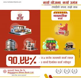 महालक्ष्मी विकास बैंकको नयाँ वर्ष लक्षित १०.९९ प्रतिशतमै कर्जा योजना