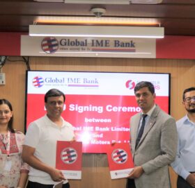 ग्लोबल आइएमई बैंक र शशिला मोटर्सबीच सम्झौता, विद्युतीय सवारी किन्न सहजै कर्जा