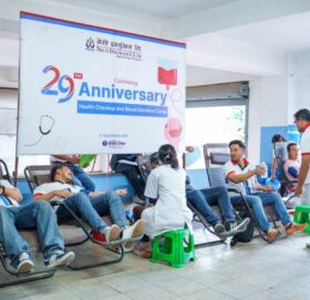 नेको इन्स्योरेन्सको वार्षिकोत्सवमा स्वास्थ्य परीक्षण र रक्तदान कार्यक्रम