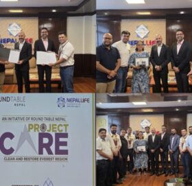 नेपाल लाइफ र राउन्ड टेबल नेपालद्वारा सगरमाथाबाट ५,००० किलो फोहोर सङ्कलन