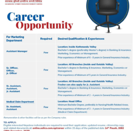 सगरमाथा लुम्बिनी इन्स्योरेन्समा रोजगारीको अवसर